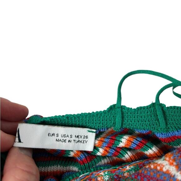 ZARA Striped Knit Baby Doll Mini Dress Sz S Boho Beachy Resort Y2K Swim Coverup - Picture 4 of 7